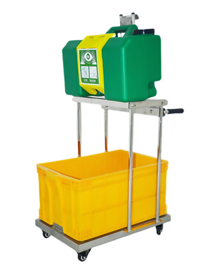 Xe đẩy rửa mắt khẩn cấp bằng inox dung tích 30 lít